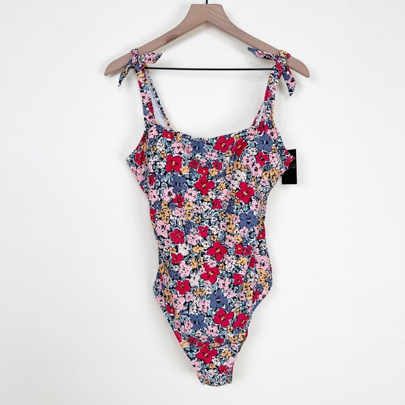 New Floral Print One Piece Swimsuit Retro Bathing Swim Suit Feminine One-Piece - Picture 2 of 10
